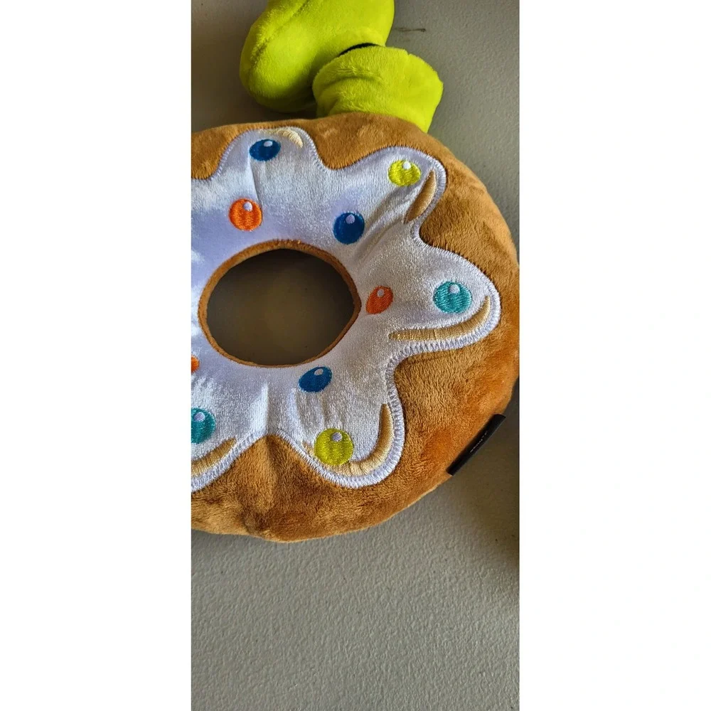 Disney Goofy Donut Plush Dog Toy Chewy Exclusive Brown White Green Squeaky New